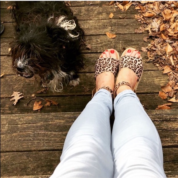 Soda Topic Leopard Cheetah Animal Print Espadrille Platform Sandals - Picture 3 of 8